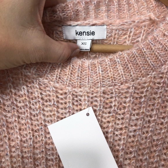 NWT-Kensie Oversized Peach Marl Knotted crew neck Sweater XS - Picture 4 of 6